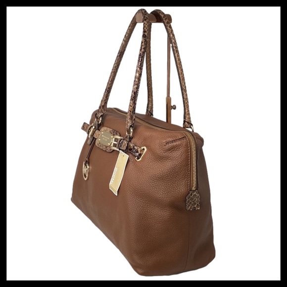 Michael Kors Hamilton Weekender 
Large Leather Handbag Color: Luggage - Picture 4 of 7